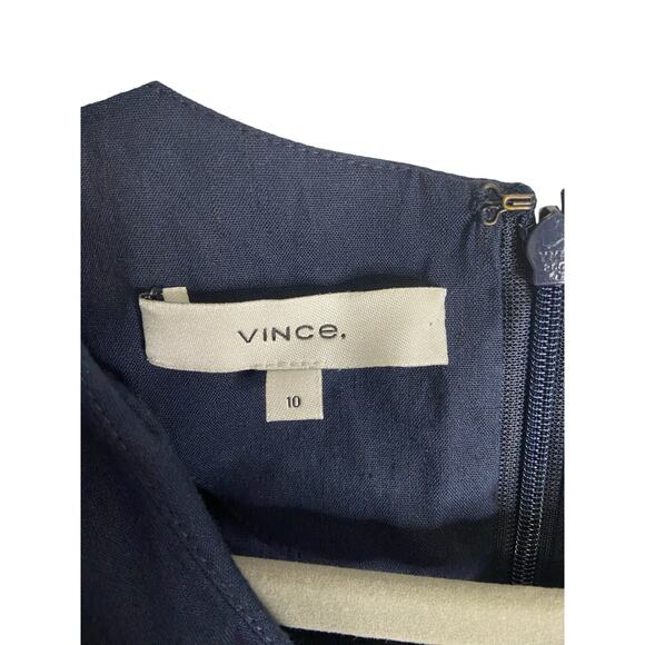 Vince Sleeveless Linen Blend Romper Jumpsuit High Neck Back Zip Black Size 10 - Picture 6 of 9